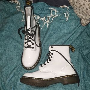 Dr. Martens White and Black Combat Boots